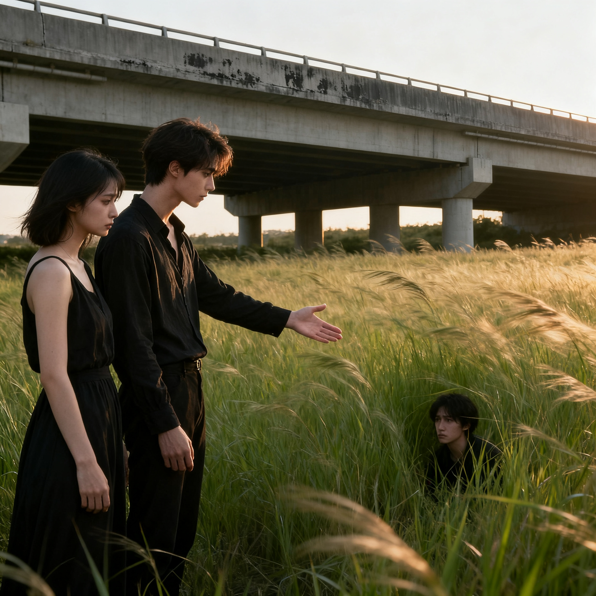 I was walking through tall grass that ran alongside an elevated highway. There was a couple--man and woman--there. The woman had done me wrong somehow. Yet the woman avoided me. Her boyfriend—who was strangely effeminate, almost like a nondescript woman—eventually offered me an apology on her behalf. I was okay with that, as all I wanted was an apology.